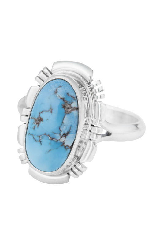 Sterling Silver Oval Turquoise Matrix Ring