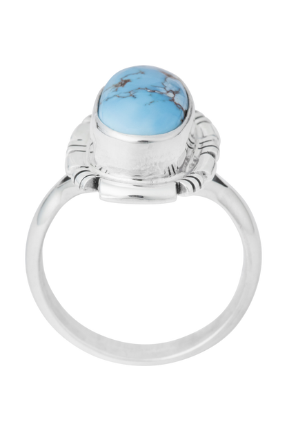 Sterling Silver Oval Turquoise Matrix Ring