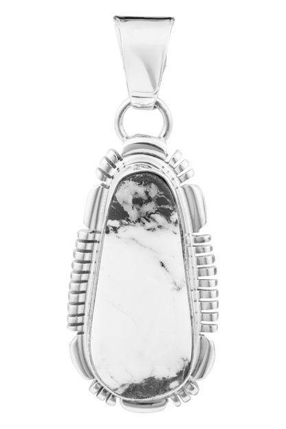 Sterling Silver White Buffalo Stone Pendant