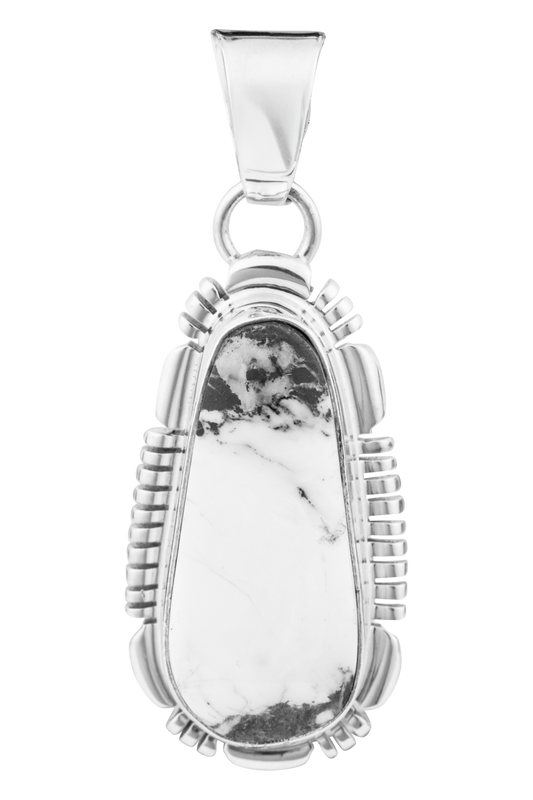 Sterling Silver White Buffalo Stone Pendant