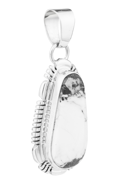 Sterling Silver White Buffalo Stone Pendant