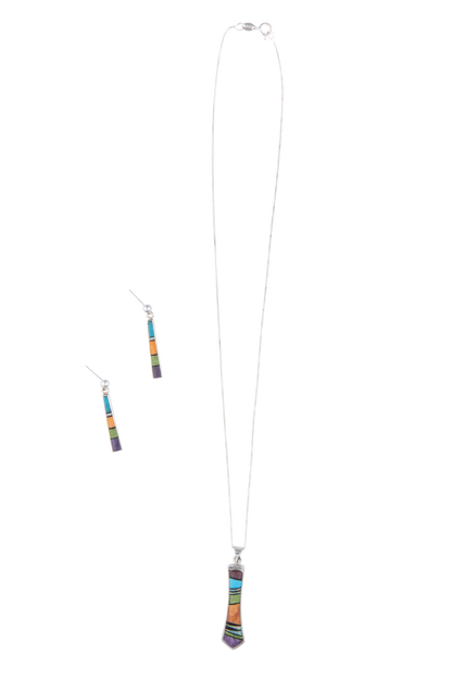 Desert Mirage Marble Pendant Necklace Set