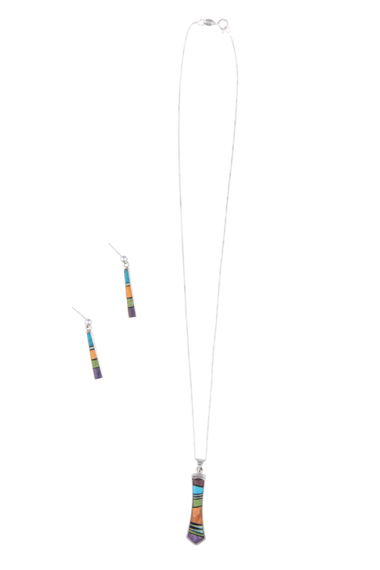 Desert Mirage Marble Pendant Necklace Set