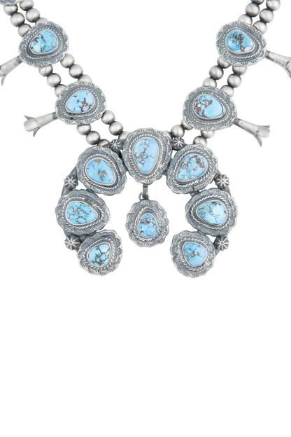 Sterling Silver Navajo Squash Blossom Necklace & Earring Set