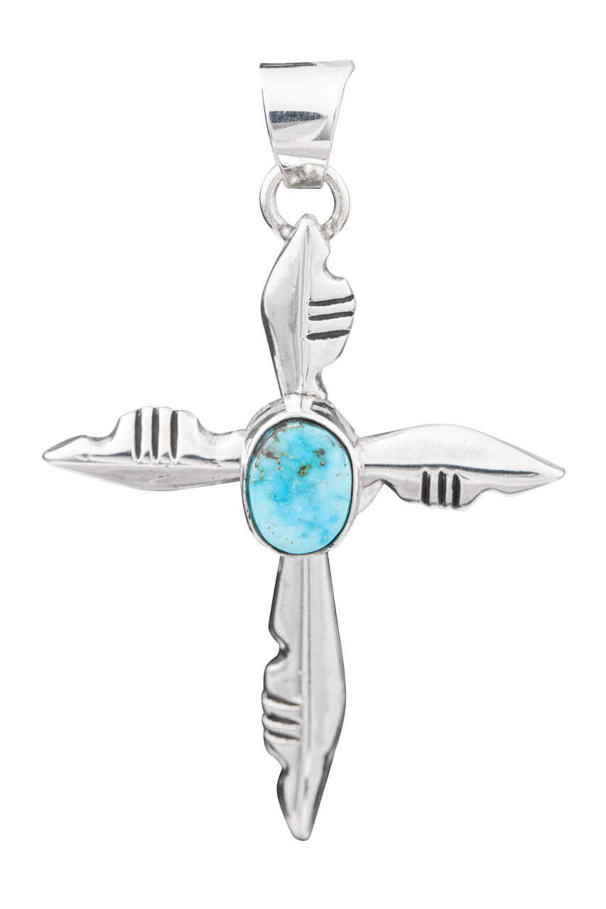 Sterling Silver Turquoise Cross Pendant