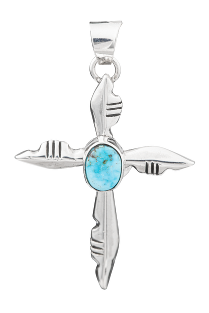 Sterling Silver Turquoise Cross Pendant