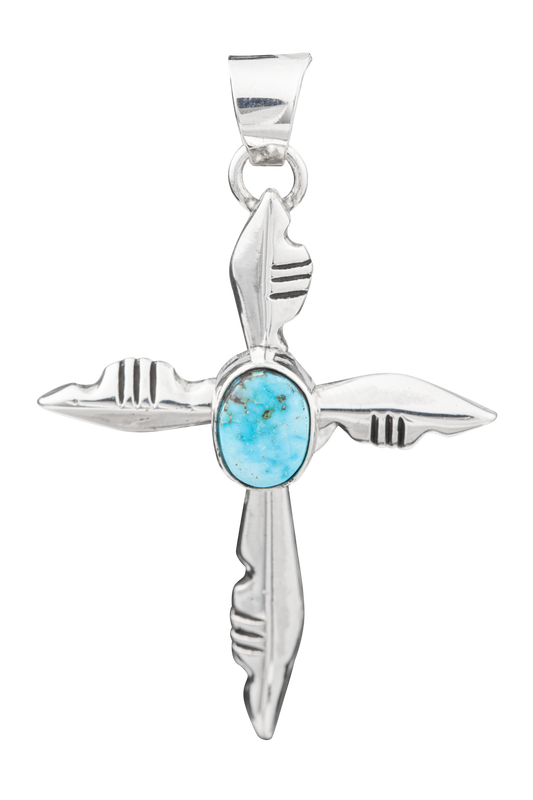 Sterling Silver Turquoise Cross Pendant