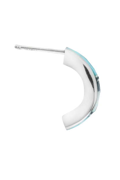 Sterling Silver Turquoise Inlay Semi-Hoop Earrings