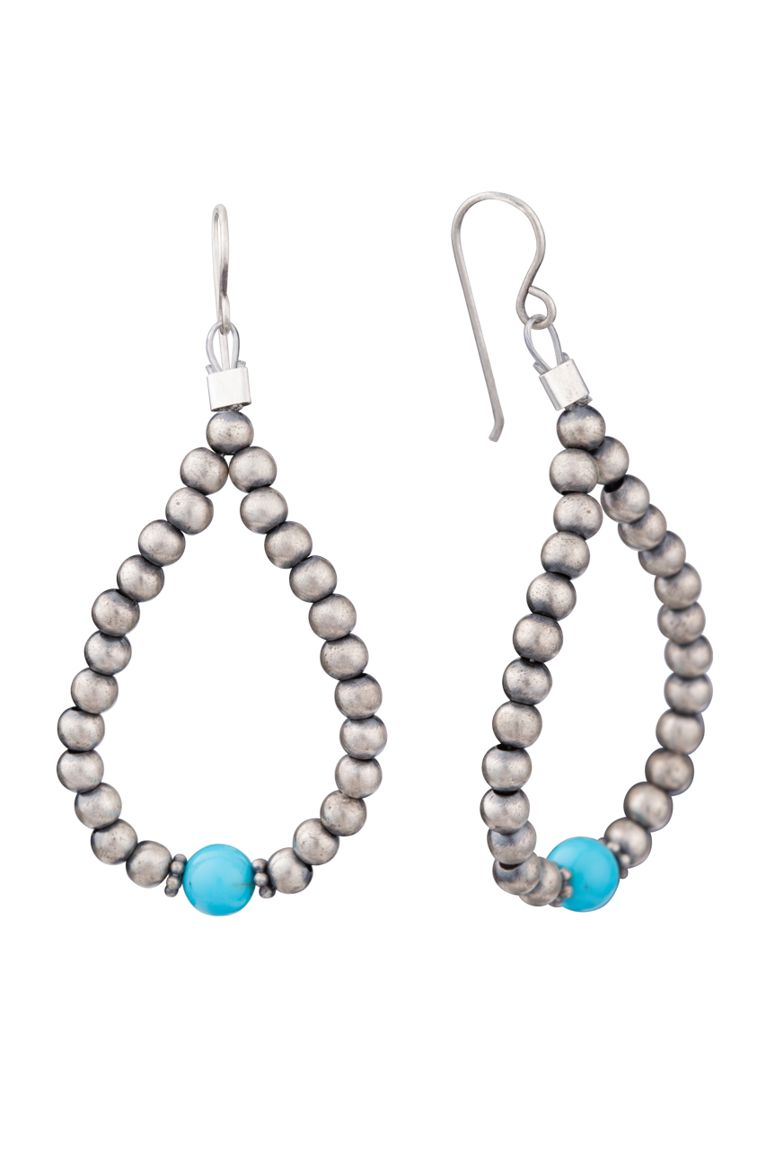 Navajo Pearl Turquoise Teardrop Earrings