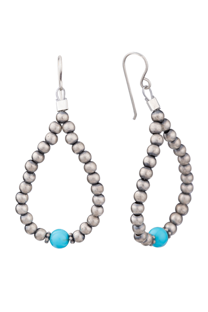 Navajo Pearl Turquoise Teardrop Earrings