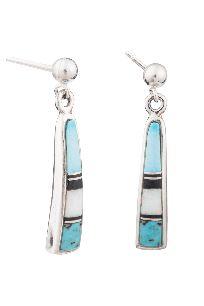 Sterling Silver Turquoise Inlay Dangle Earrings