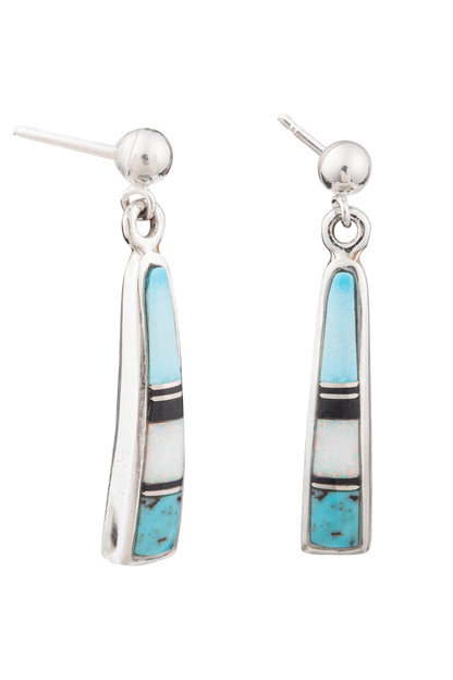 Sterling Silver Turquoise Inlay Dangle Earrings