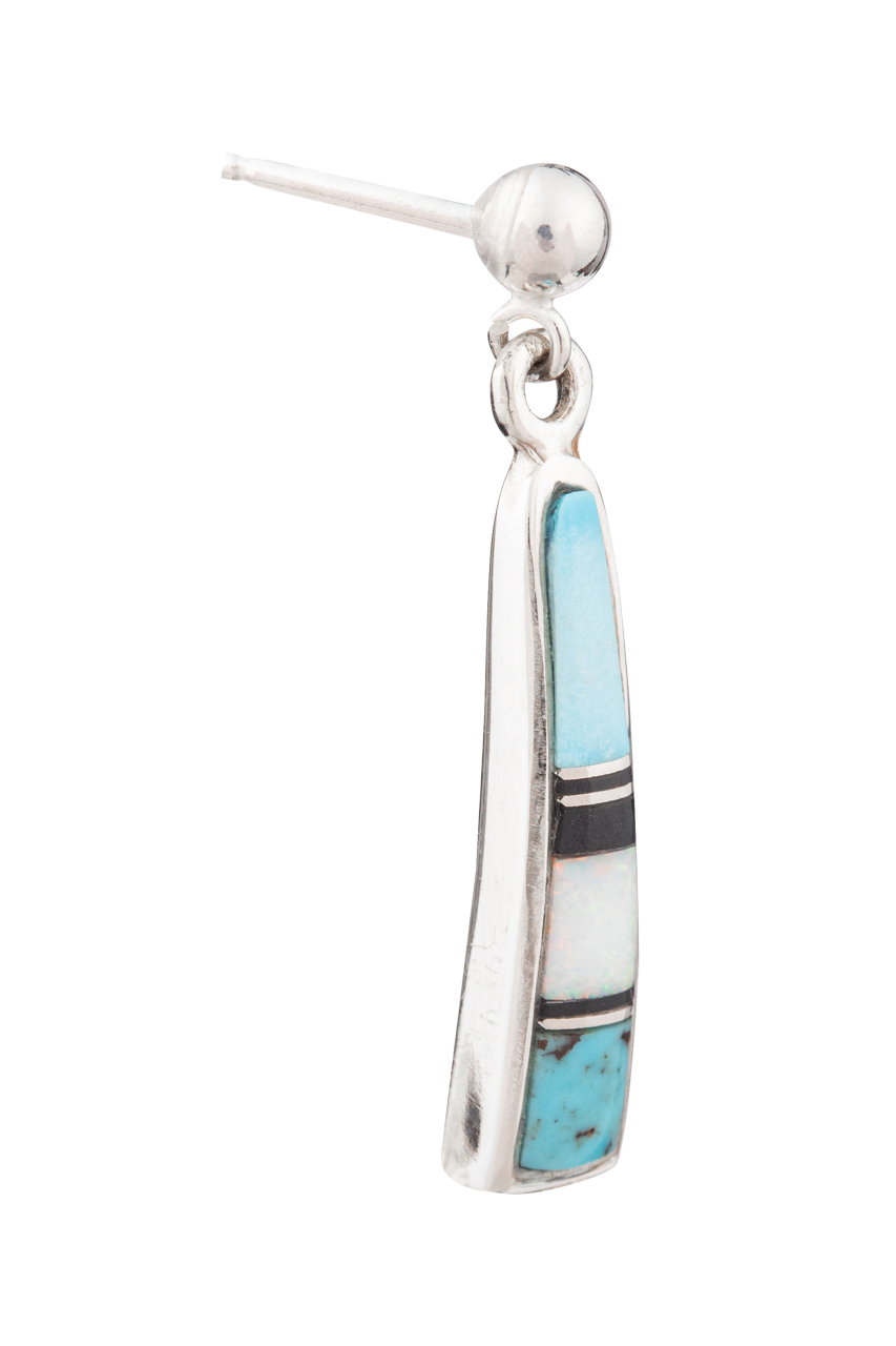Sterling Silver Turquoise Inlay Dangle Earrings
