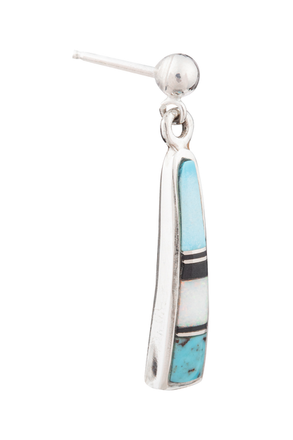 Sterling Silver Turquoise Inlay Dangle Earrings