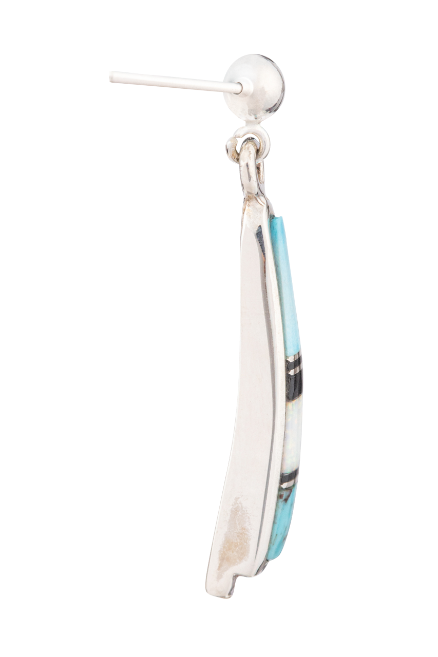 Sterling Silver Turquoise Inlay Dangle Earrings
