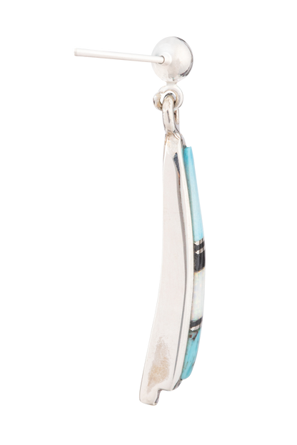 Sterling Silver Turquoise Inlay Dangle Earrings