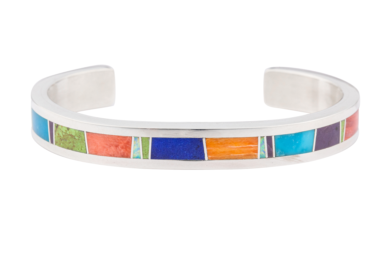 Multi-Stone Inlay Cuff Bracelet