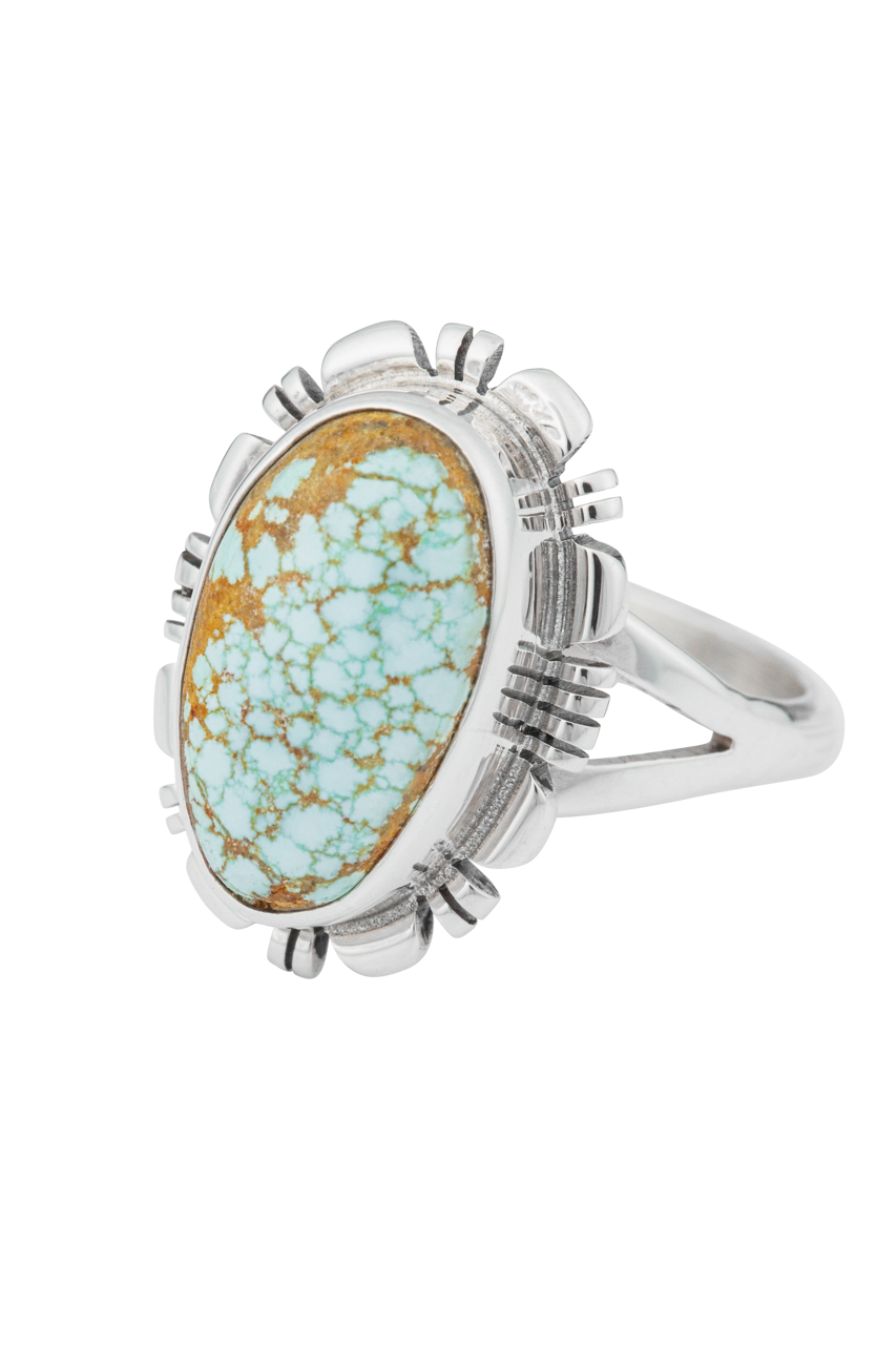 Sterling Silver Small Oval Matrix Turquoise Ring