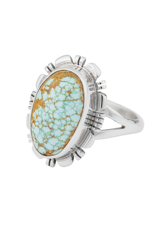 Sterling Silver Small Oval Matrix Turquoise Ring