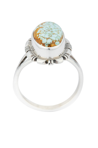 Sterling Silver Small Oval Matrix Turquoise Ring