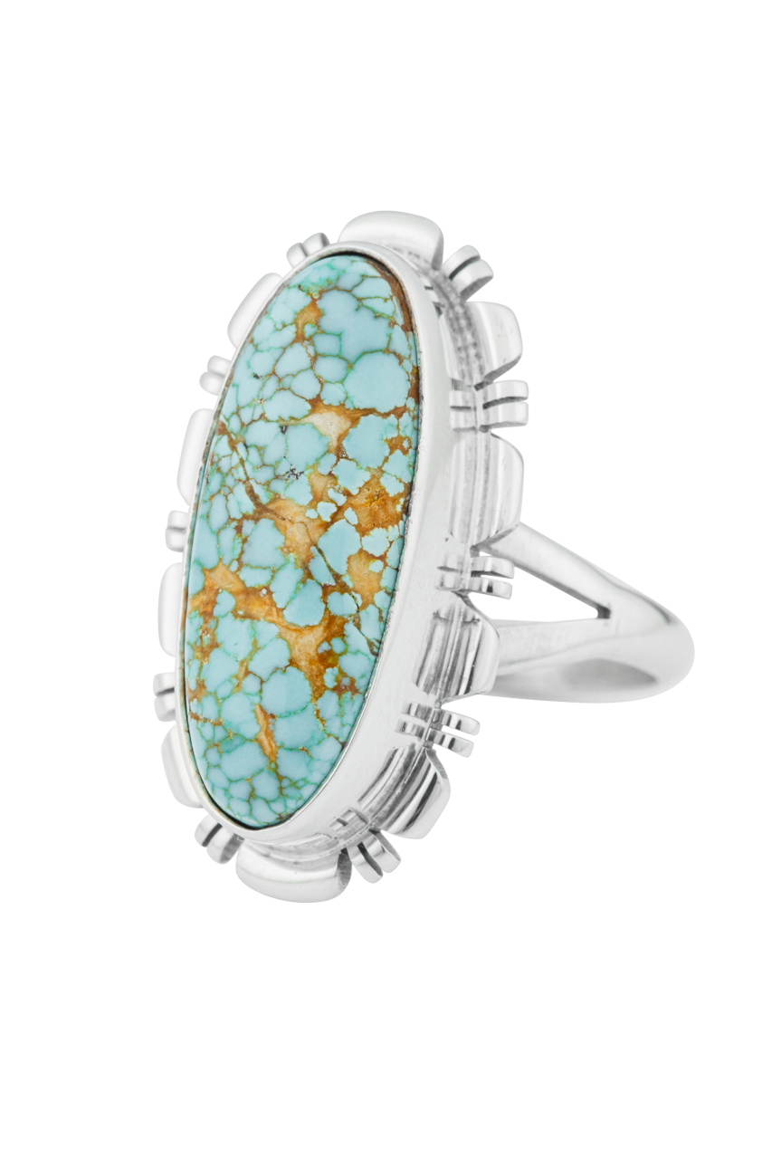 Sterling Silver Large Oval Matrix Turquoise Ring