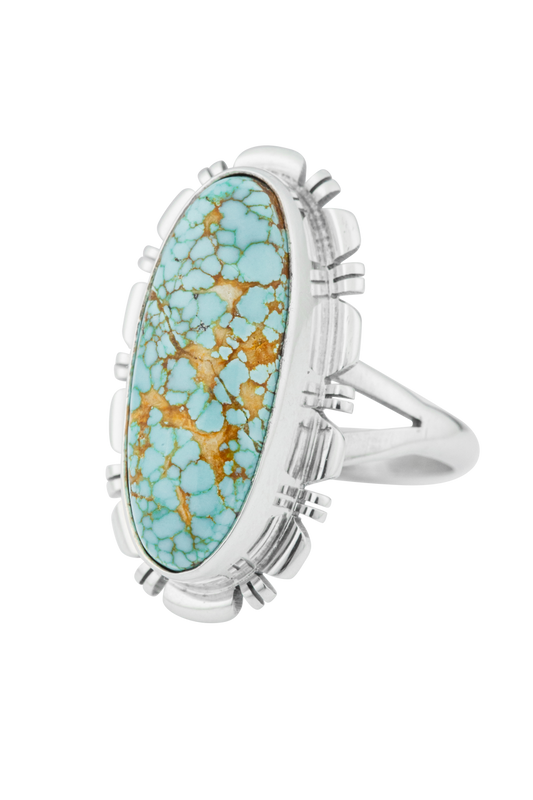Sterling Silver Large Oval Matrix Turquoise Ring