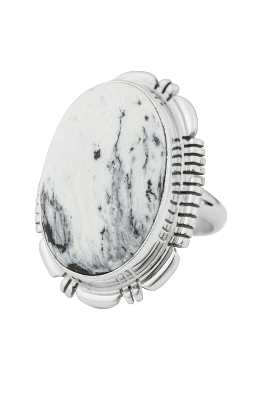 Sterling Silver White Buffalo Ring