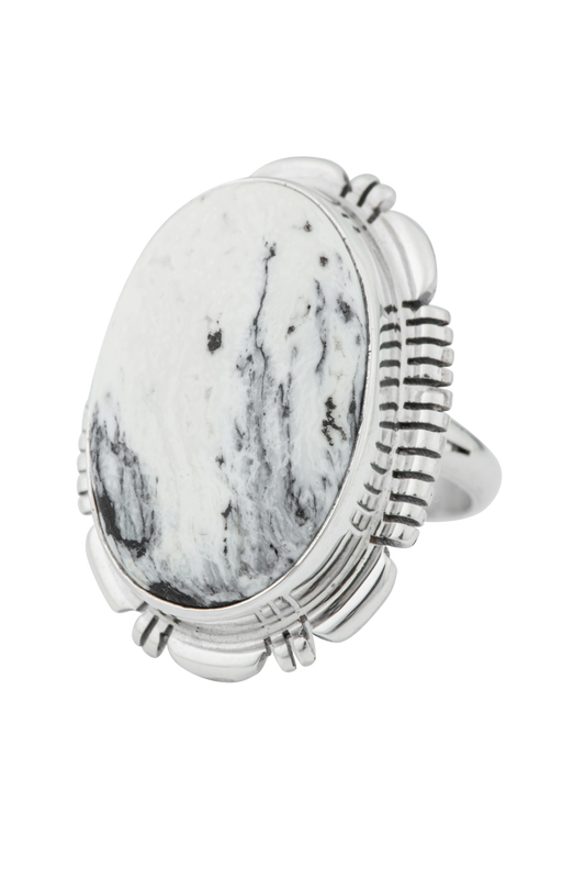 Sterling Silver White Buffalo Ring