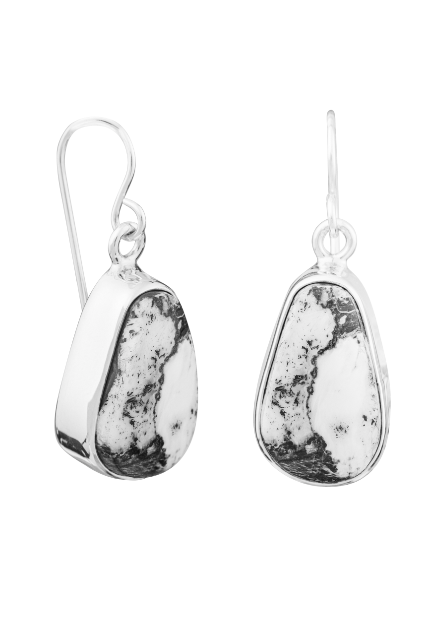 Sterling Silver White Buffalo Drop Earrings