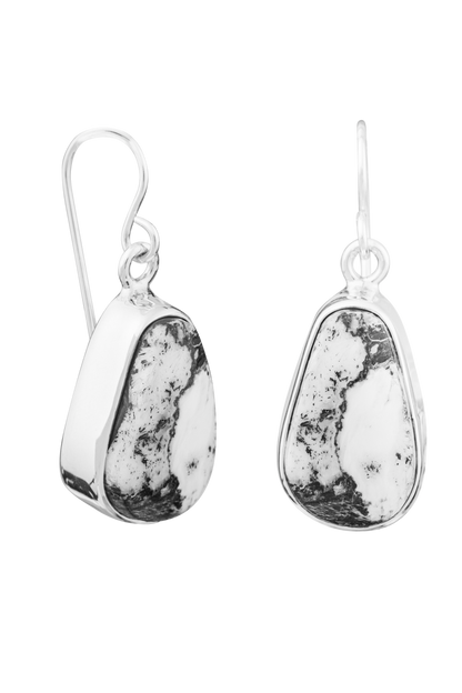 Sterling Silver White Buffalo Drop Earrings