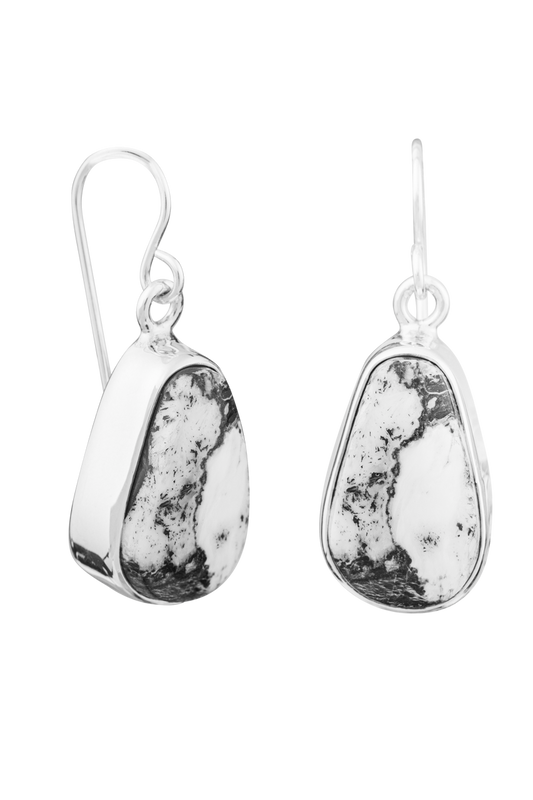 Sterling Silver White Buffalo Drop Earrings
