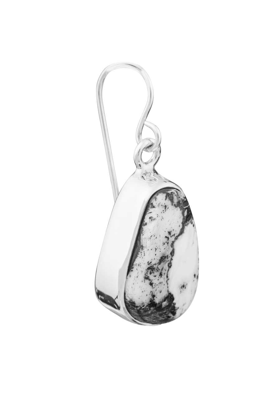 Sterling Silver White Buffalo Drop Earrings