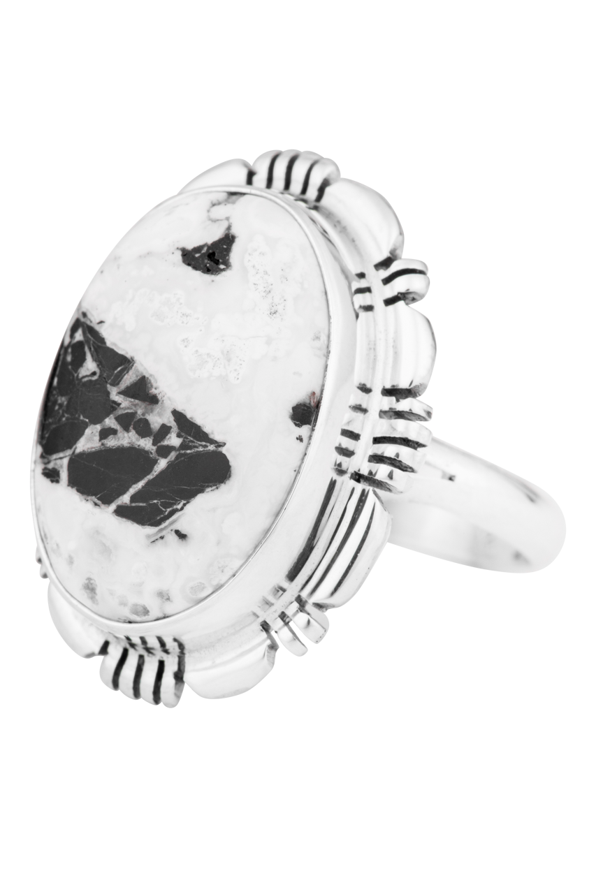 Sterling Silver White Buffalo Stone Ring