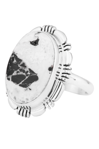 Sterling Silver White Buffalo Stone Ring
