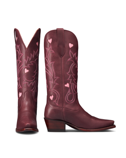 Tecovas Annie Hearts Cowgirl Boots - Wine