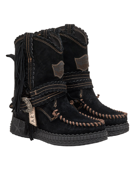 El Vaquero Arya Silverstone Carbon Moccasin Boots