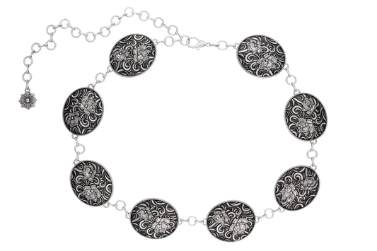 Axesoria West Oval Concho Belt - Silver