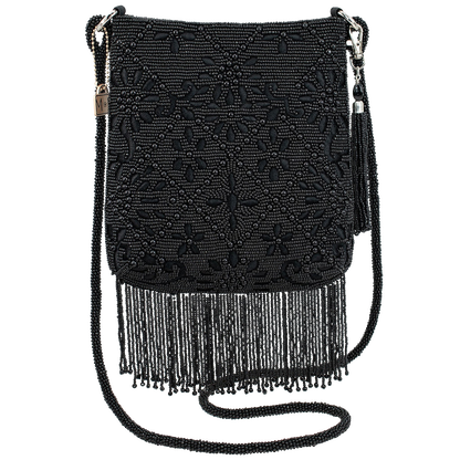 Mary Frances Black Fringe Crossbody Bag