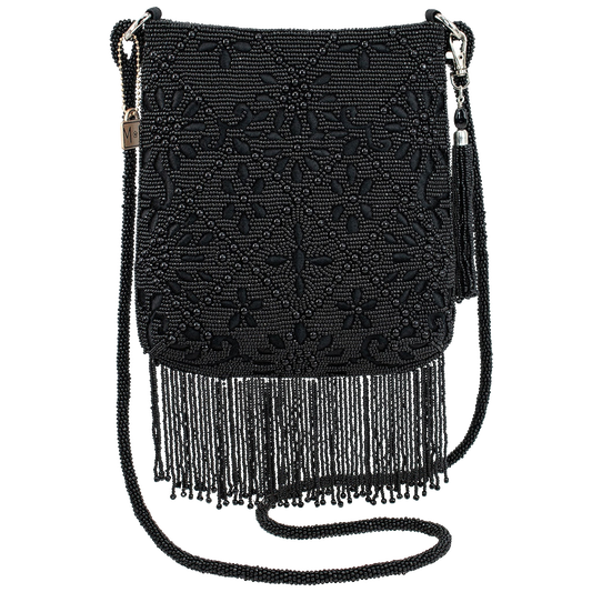 Mary Frances Black Fringe Crossbody Bag