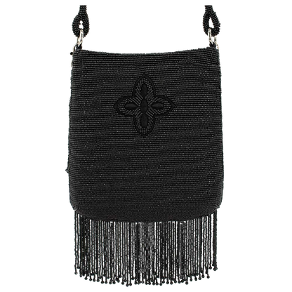 Mary Frances Black Fringe Crossbody Bag