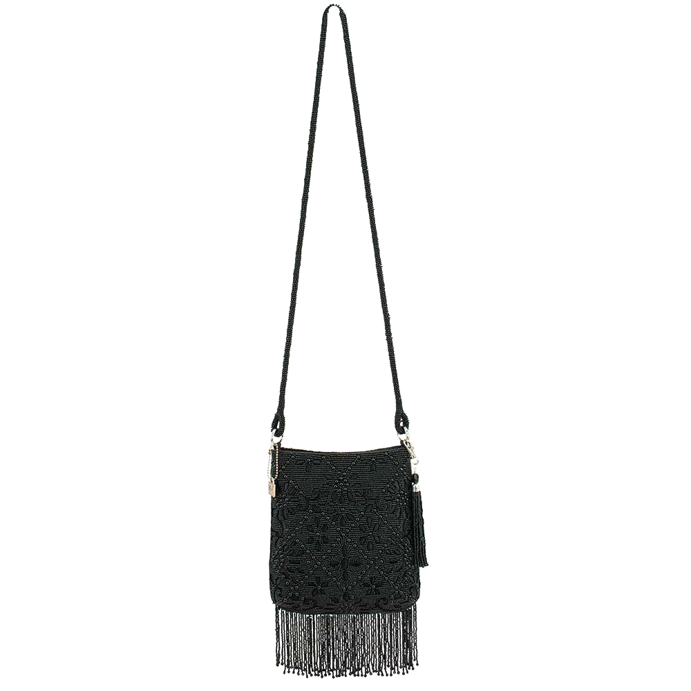 Mary Frances Black Fringe Crossbody Bag