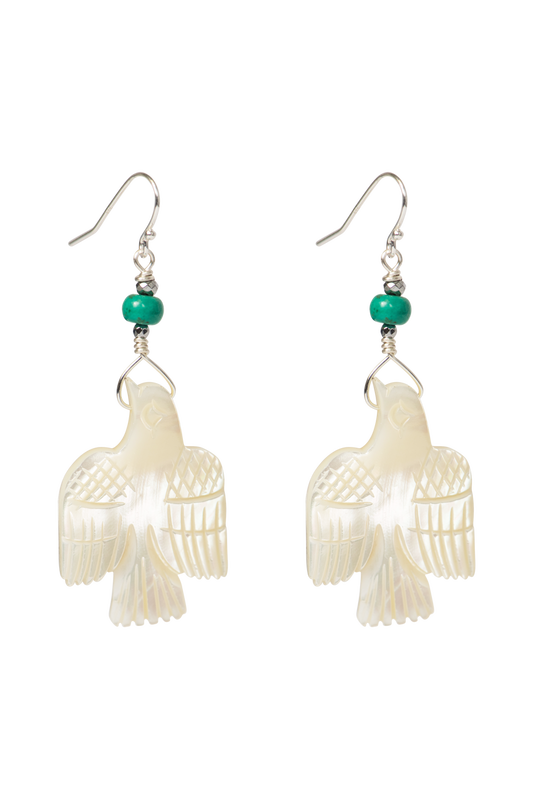 Breathe Deep Mother of Pearl Thunderbird Earrings