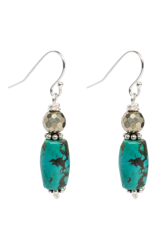 Breathe Deep Barrel Turquoise Earrings