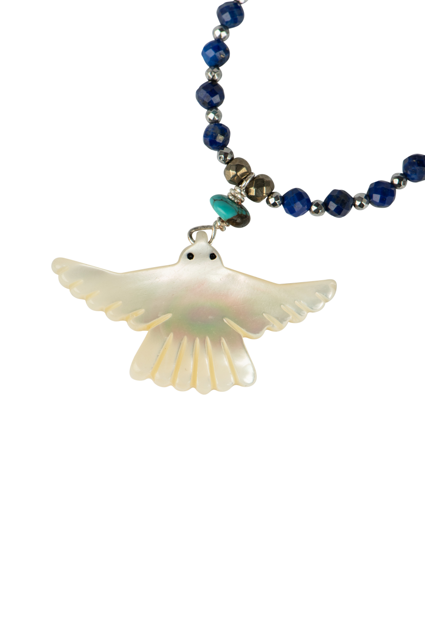 Breathe Deep Mother of Pearl Thunderbird Necklace