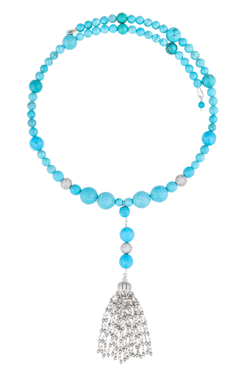 Turquoise Beaded Tassel Choker
