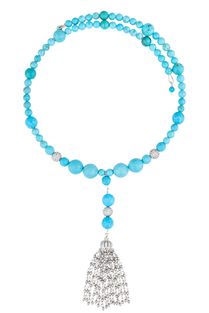 Turquoise Beaded Tassel Choker