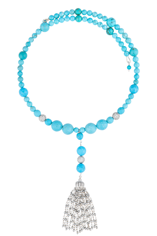Turquoise Beaded Tassel Choker