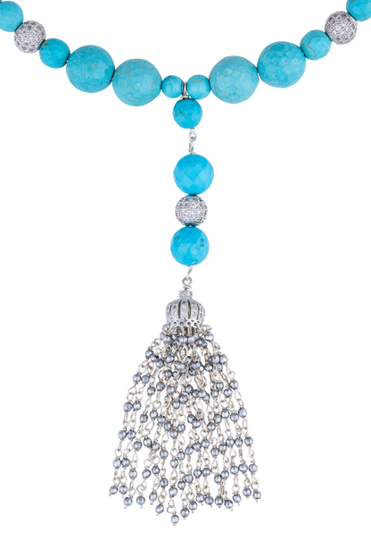 Turquoise Beaded Tassel Choker