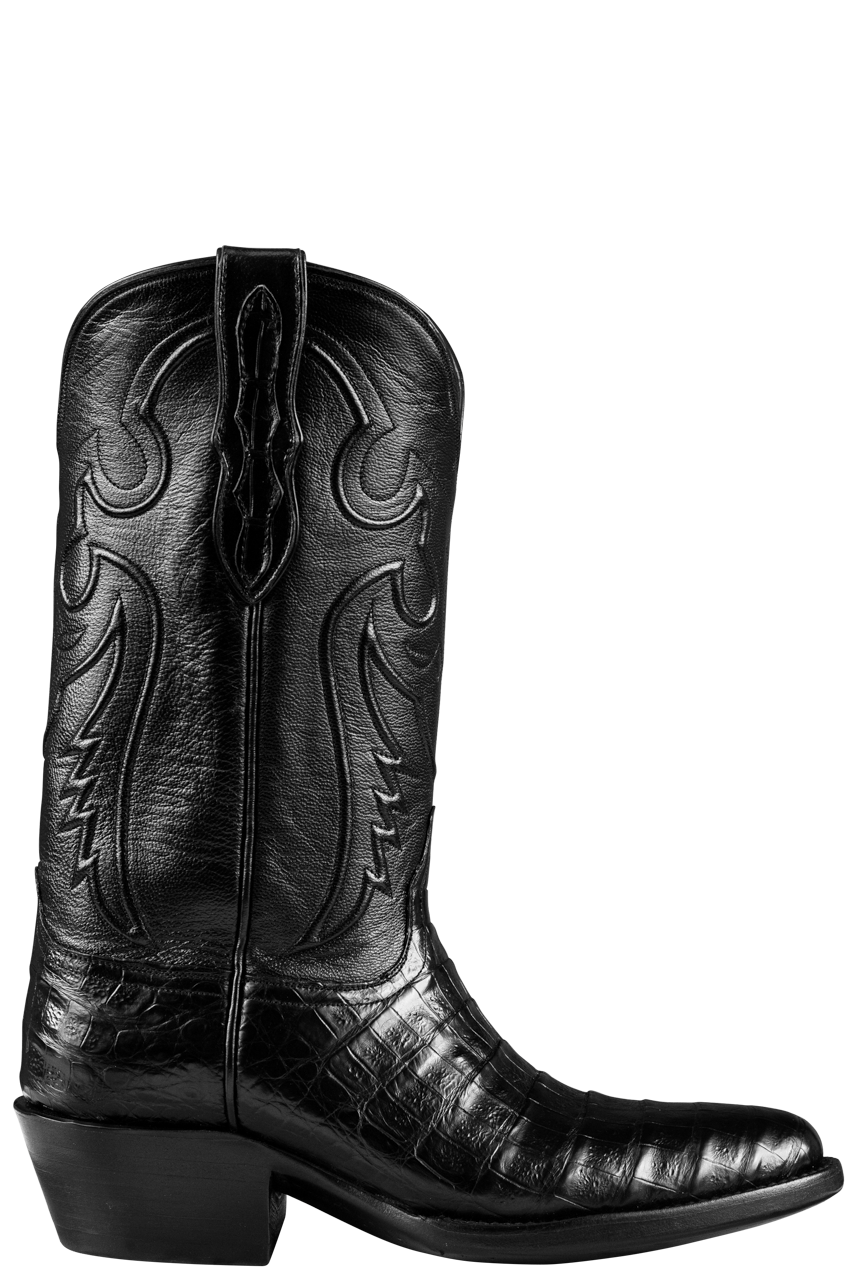 Black Jack Men's Black Select Caiman Belly Cowboy Boots Pinto Ranch