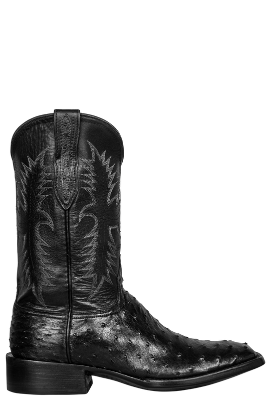 Black Jack Full Quill Ostrich & Florence Buffalo Cowboy Boots - Black